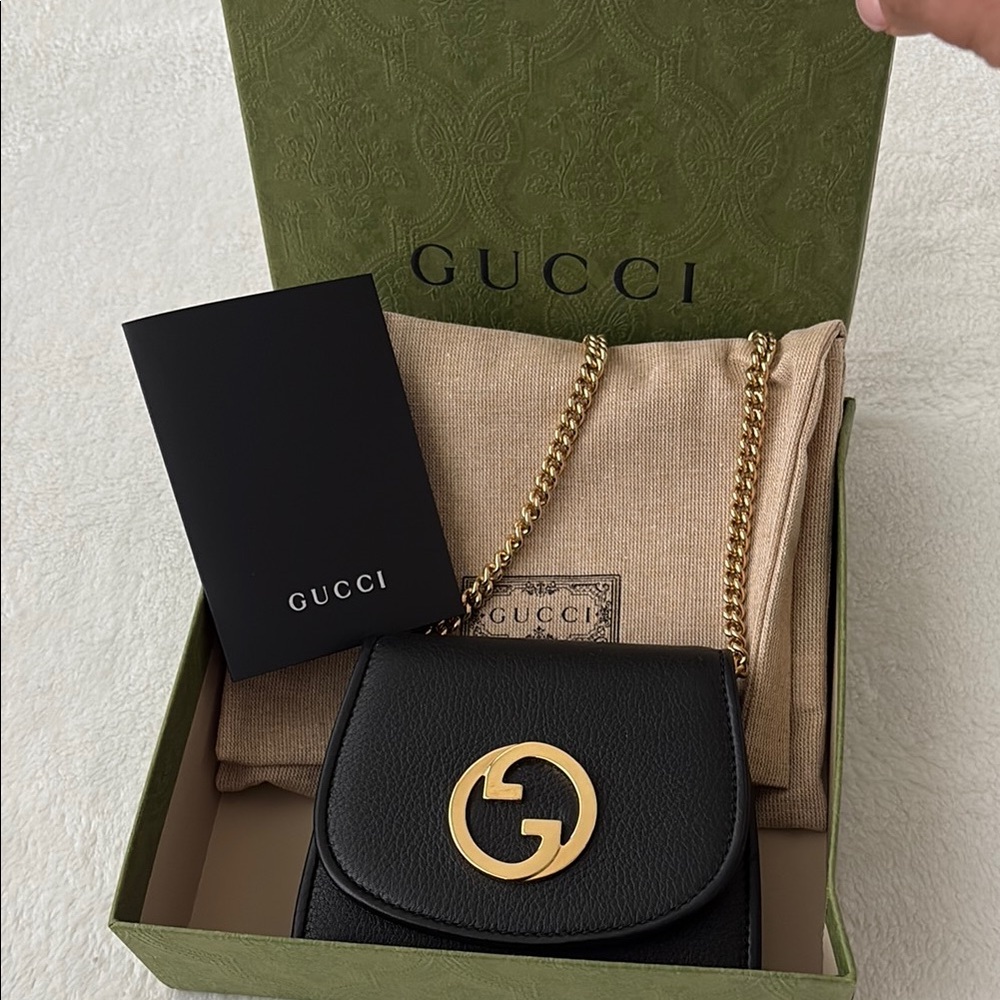 Gucci Black and Gold Mini Bag with Chain Strap